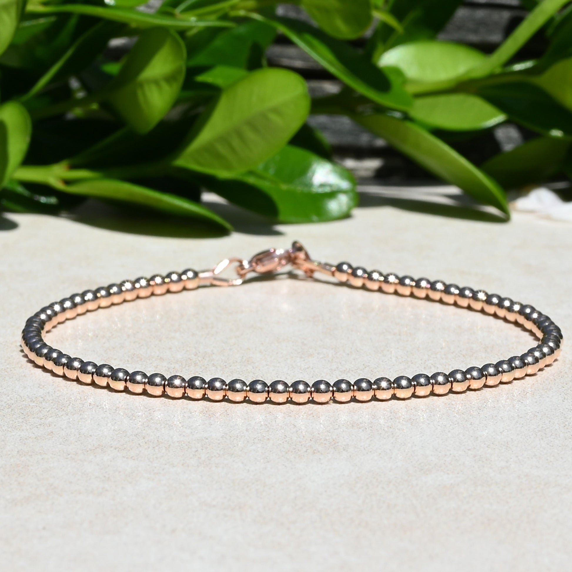 Rose Gold Rave Bracelet Stack | Set of 4 Bracelets with Gemstones and Rose Gold