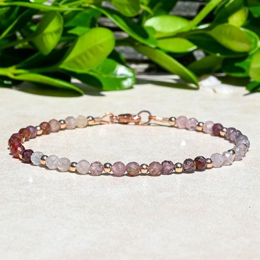 Rose Gold Rave Bracelet Stack | Set of 4 Bracelets with Gemstones and Rose Gold