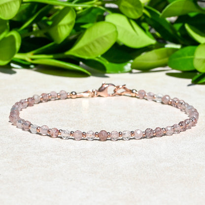 Rose Gold Rave Bracelet Stack | Set of 4 Bracelets with Gemstones and Rose Gold