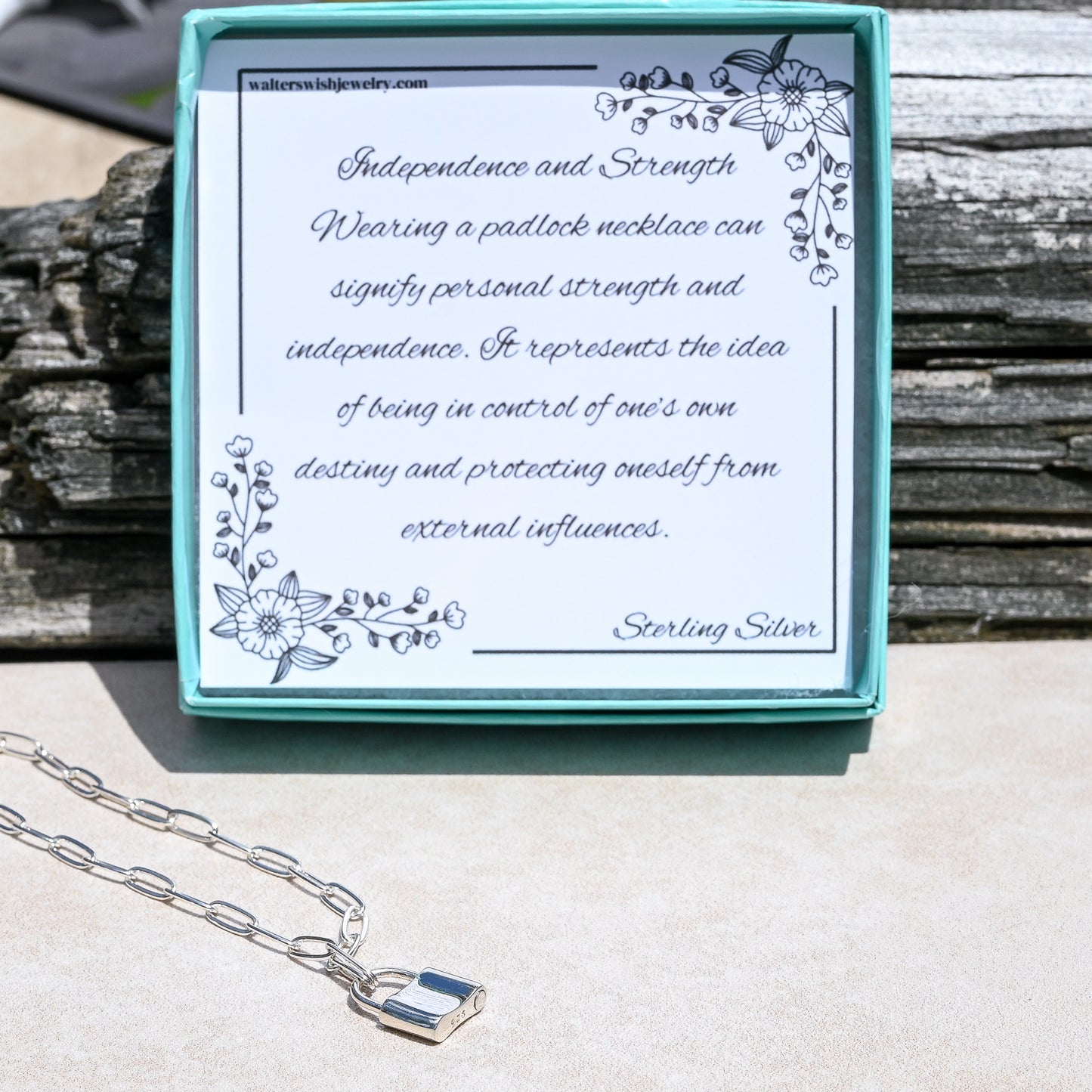 Sterling Silver Paperclip Chain & Padlock Necklace, Symbolizes Independence & Strength