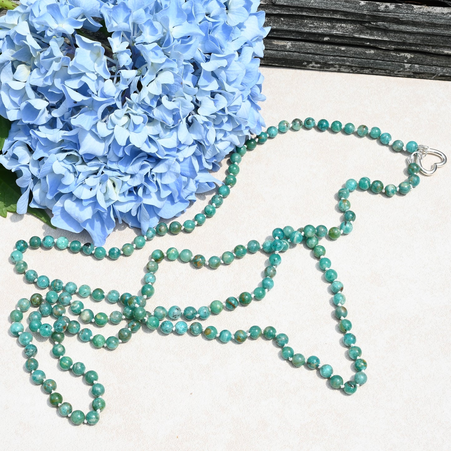 Natural Russian Amazonite Hand Knotted Necklace OOAK