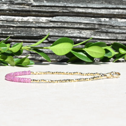 Pink Sapphire Gemstone Beaded Bracelet | September Birthstone