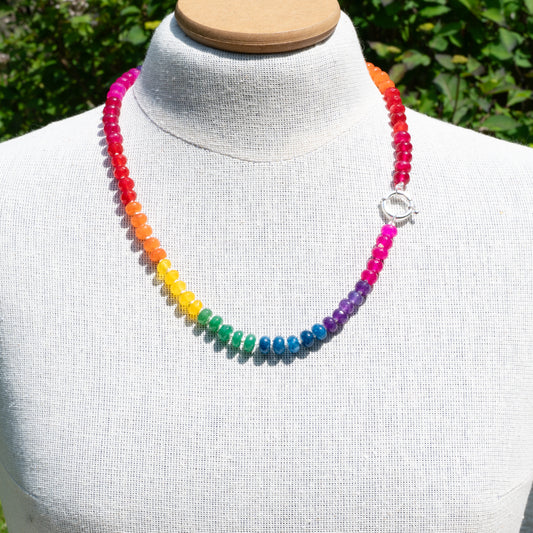 Hand Knotted Rainbow Beaded Necklace