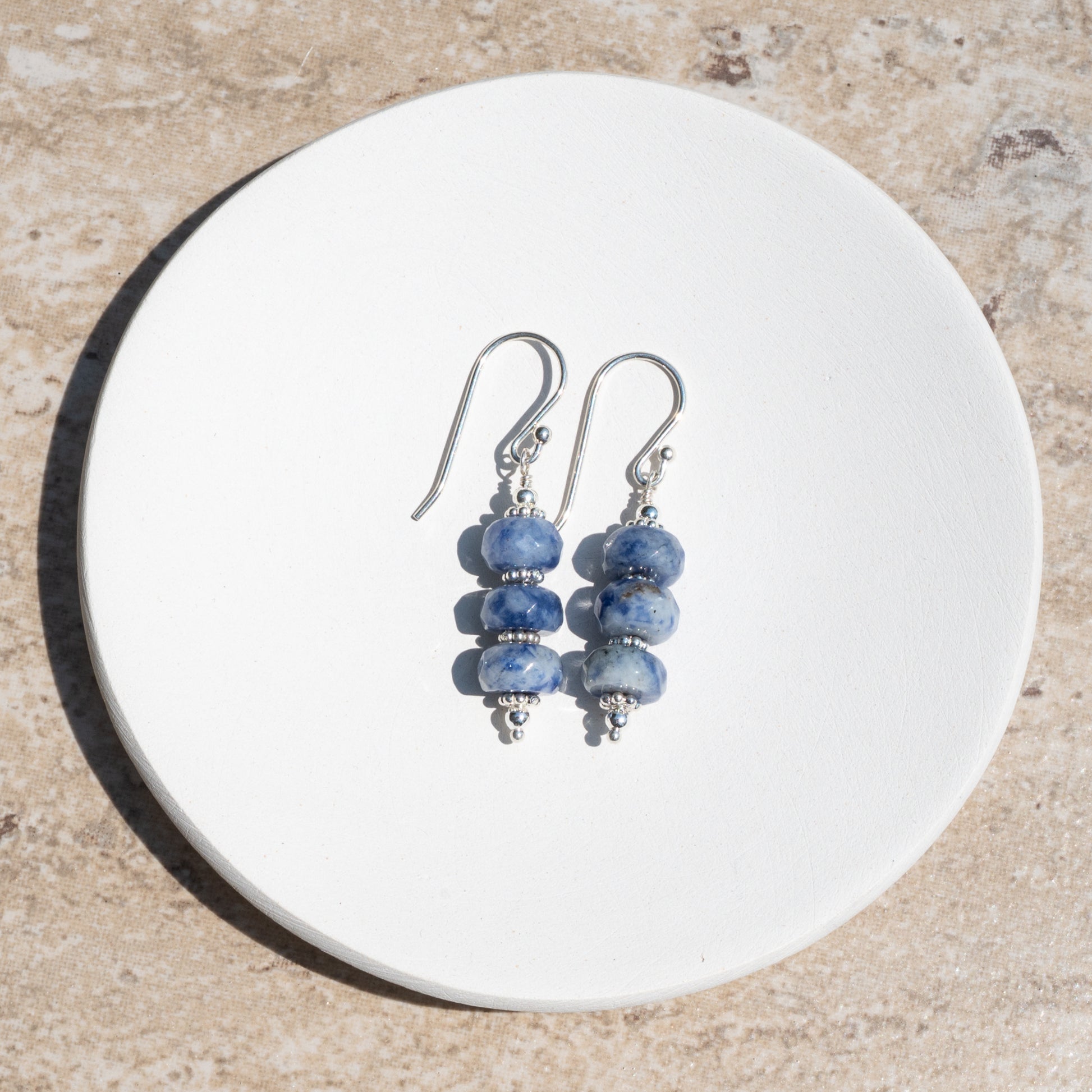 Blue Spot Jasper and Sterling Silver Earrings