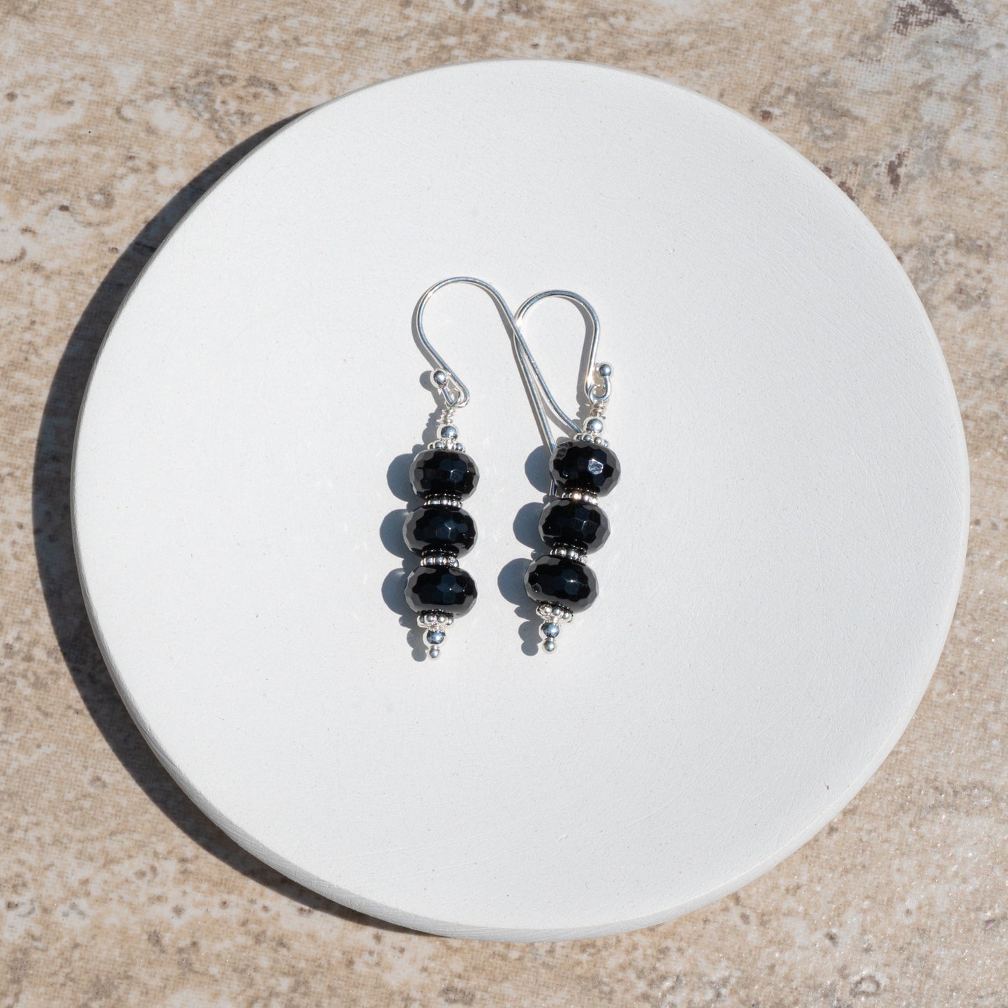 Black Spinel and Sterling Silver Earrings