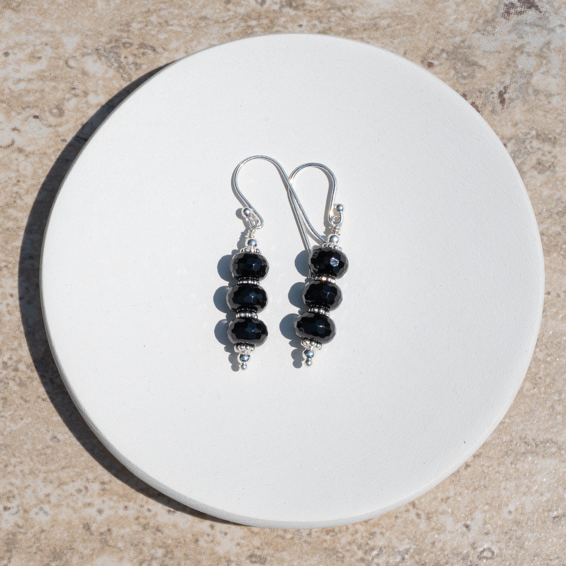 Black Spinel and Sterling Silver Earrings