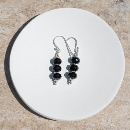 Black Spinel and Sterling Silver Earrings
