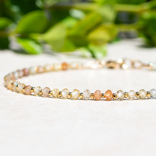 Zircon & Gold Filled Beaded Bracelet – November Birthstone
