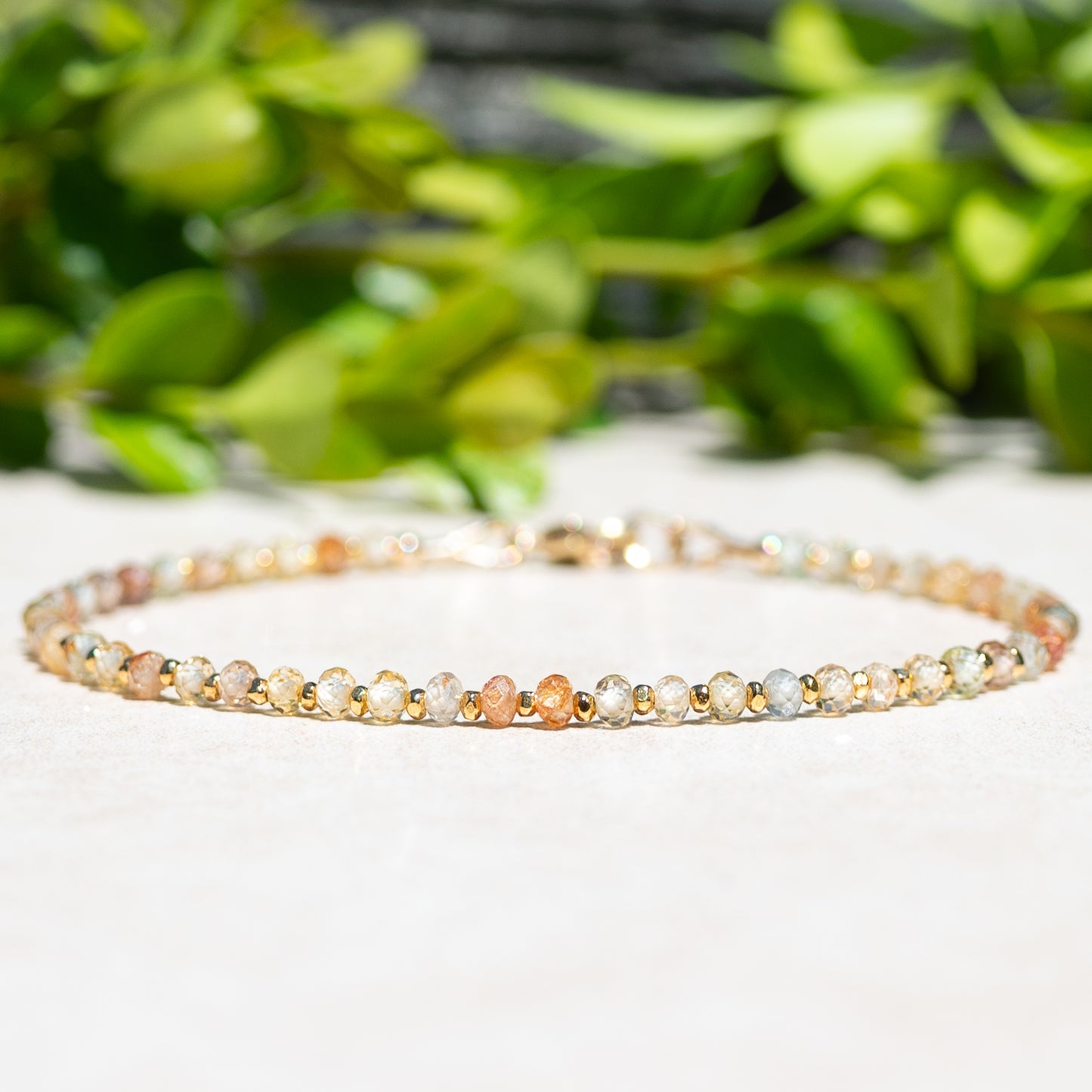 Zircon & Gold Filled Beaded Bracelet – November Birthstone
