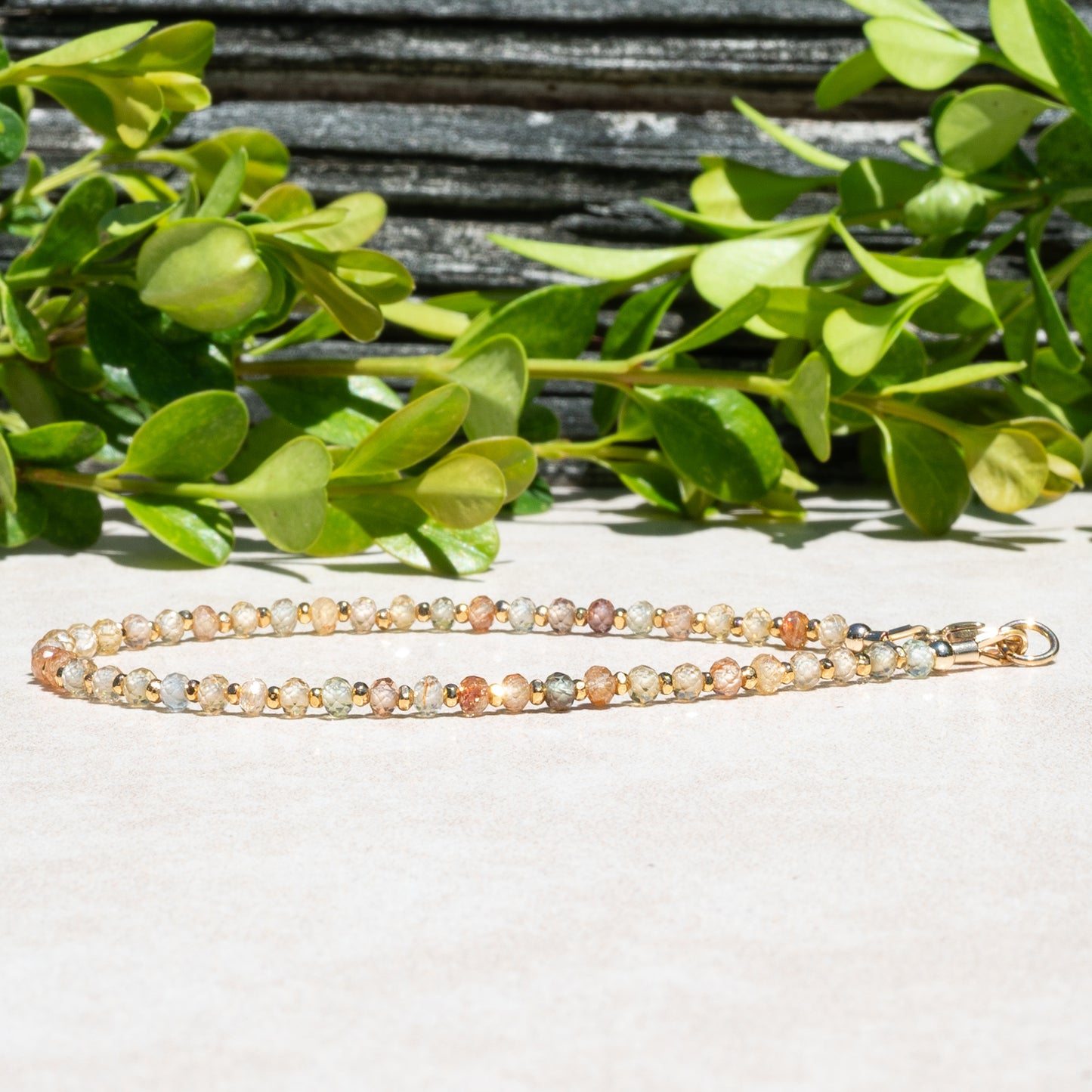 Zircon & Gold Filled Beaded Bracelet – November Birthstone