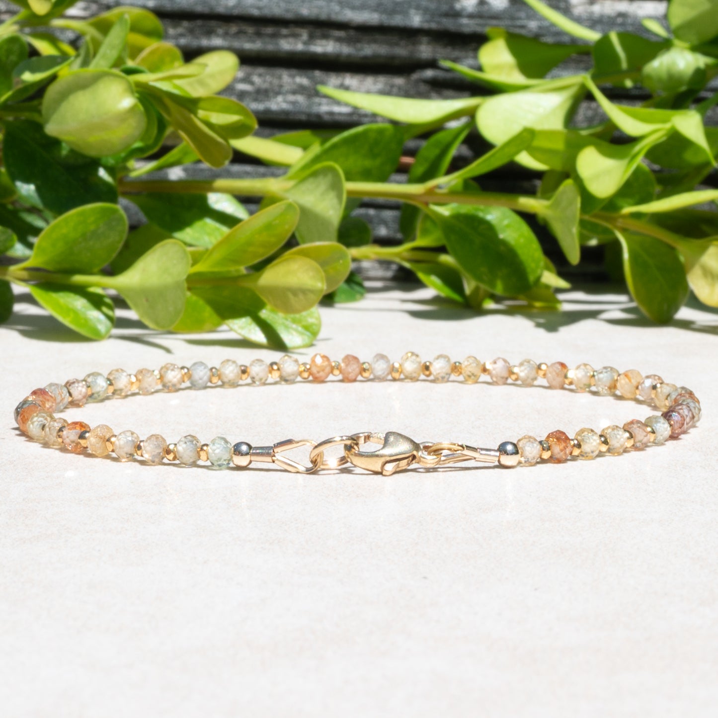 Zircon & Gold Filled Beaded Bracelet – November Birthstone