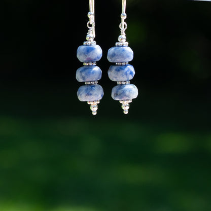Blue Spot Jasper and Sterling Silver Earrings
