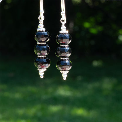 Black Spinel and Sterling Silver Earrings