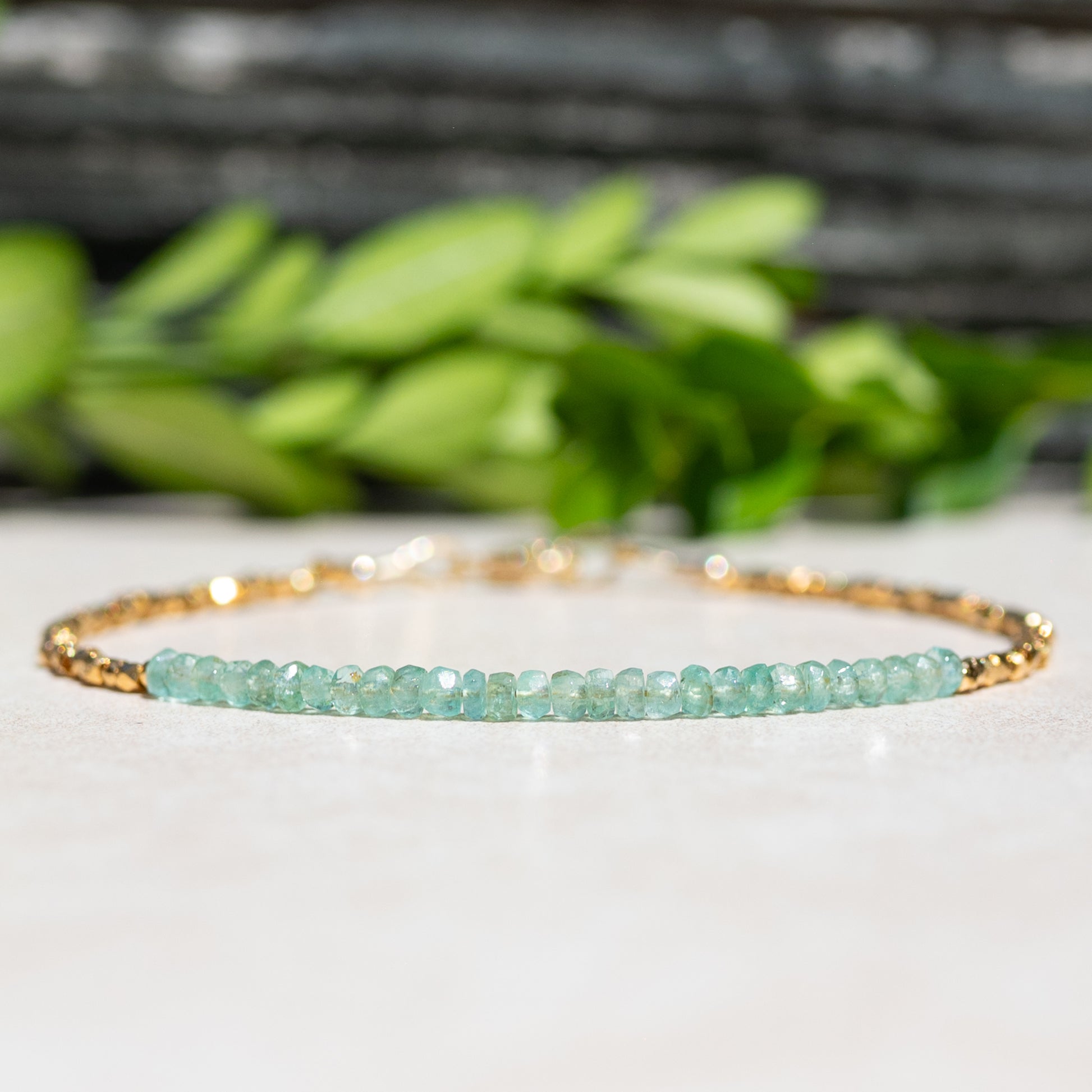 Emerald & Gold Beaded Birthstone Bracelet