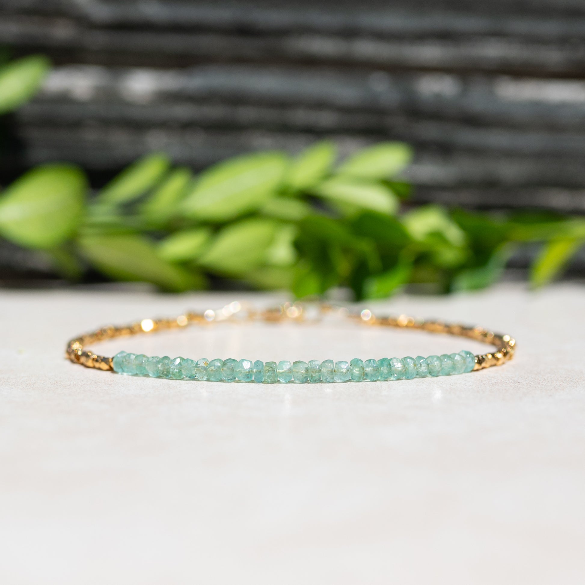 Emerald & Gold Beaded Birthstone Bracelet