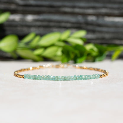 Emerald & Gold Beaded Birthstone Bracelet