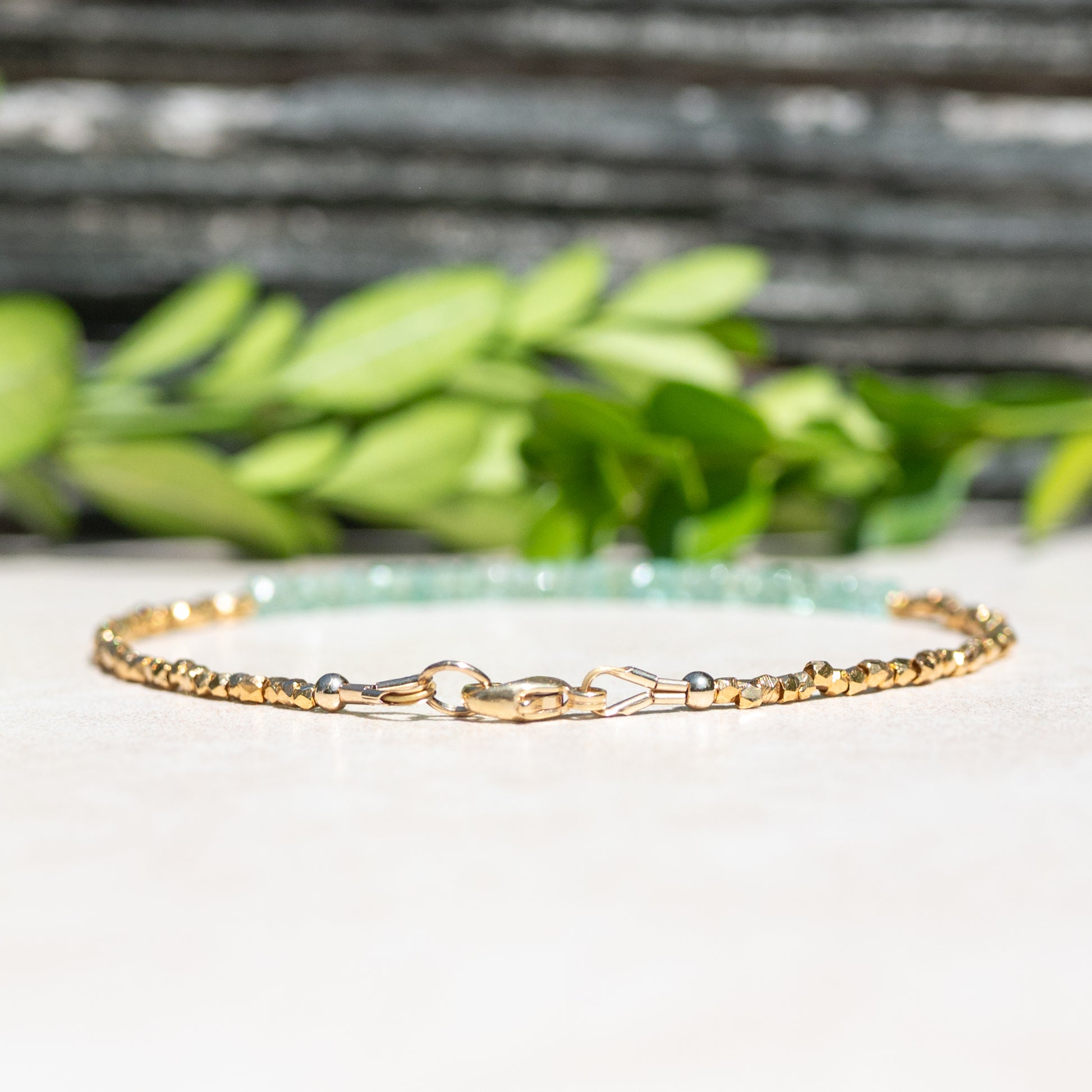 Emerald & Gold Beaded Birthstone Bracelet