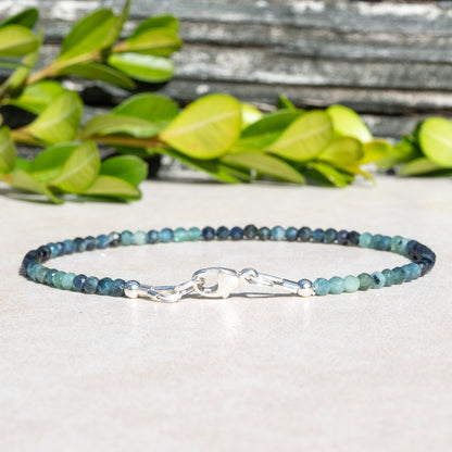 Shaded blue tourmaline beaded bracelet