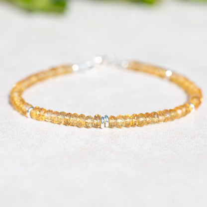 Citrine Gemstone Beaded Bracelet