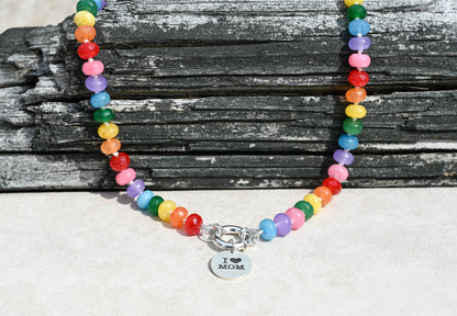 Confetti Rainbow Hand Knotted Necklace with Silver