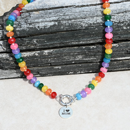 Confetti Rainbow Hand Knotted Necklace with Silver