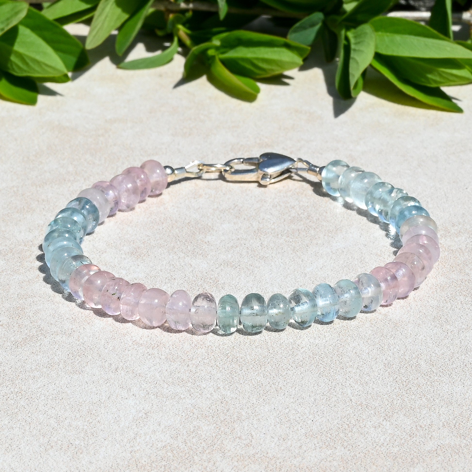 Aquamarine &amp; Morganite Beaded Bracelet