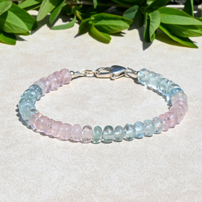 Aquamarine &amp; Morganite Beaded Bracelet