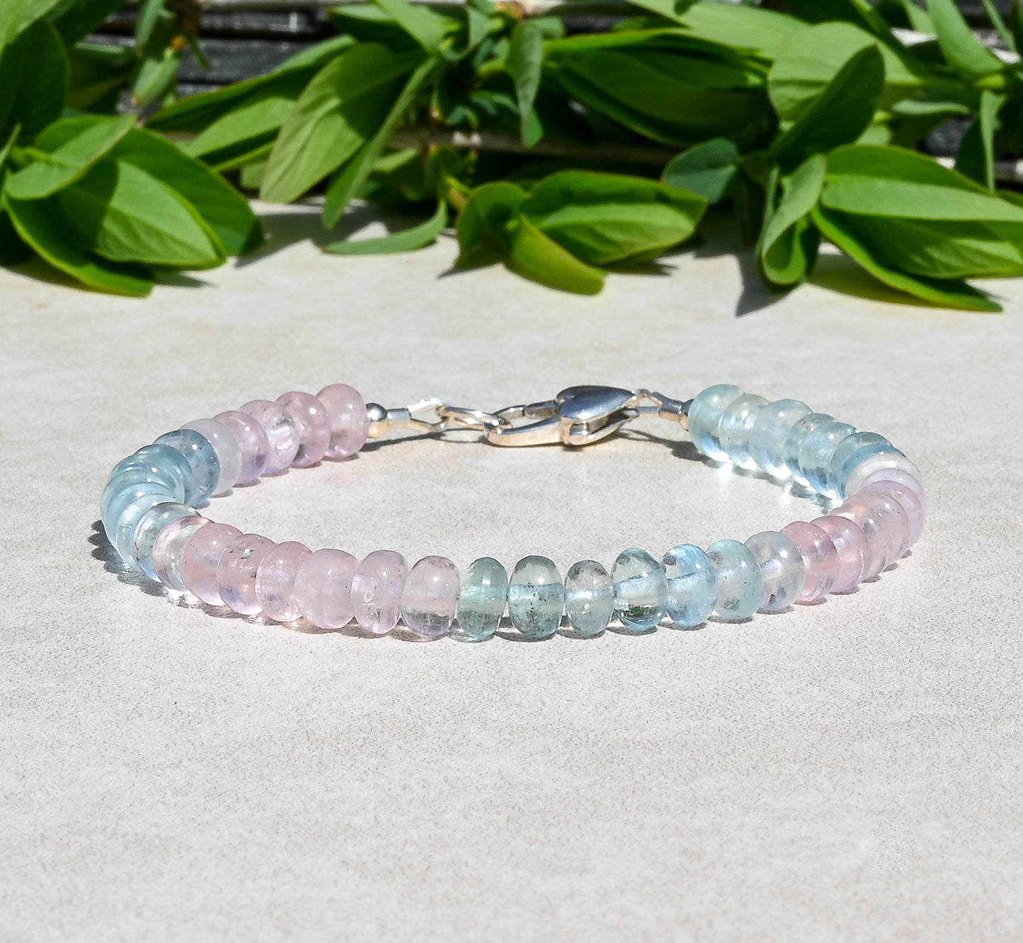 Aquamarine &amp; Morganite Beaded Bracelet