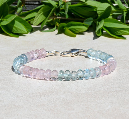 Aquamarine &amp; Morganite Beaded Bracelet