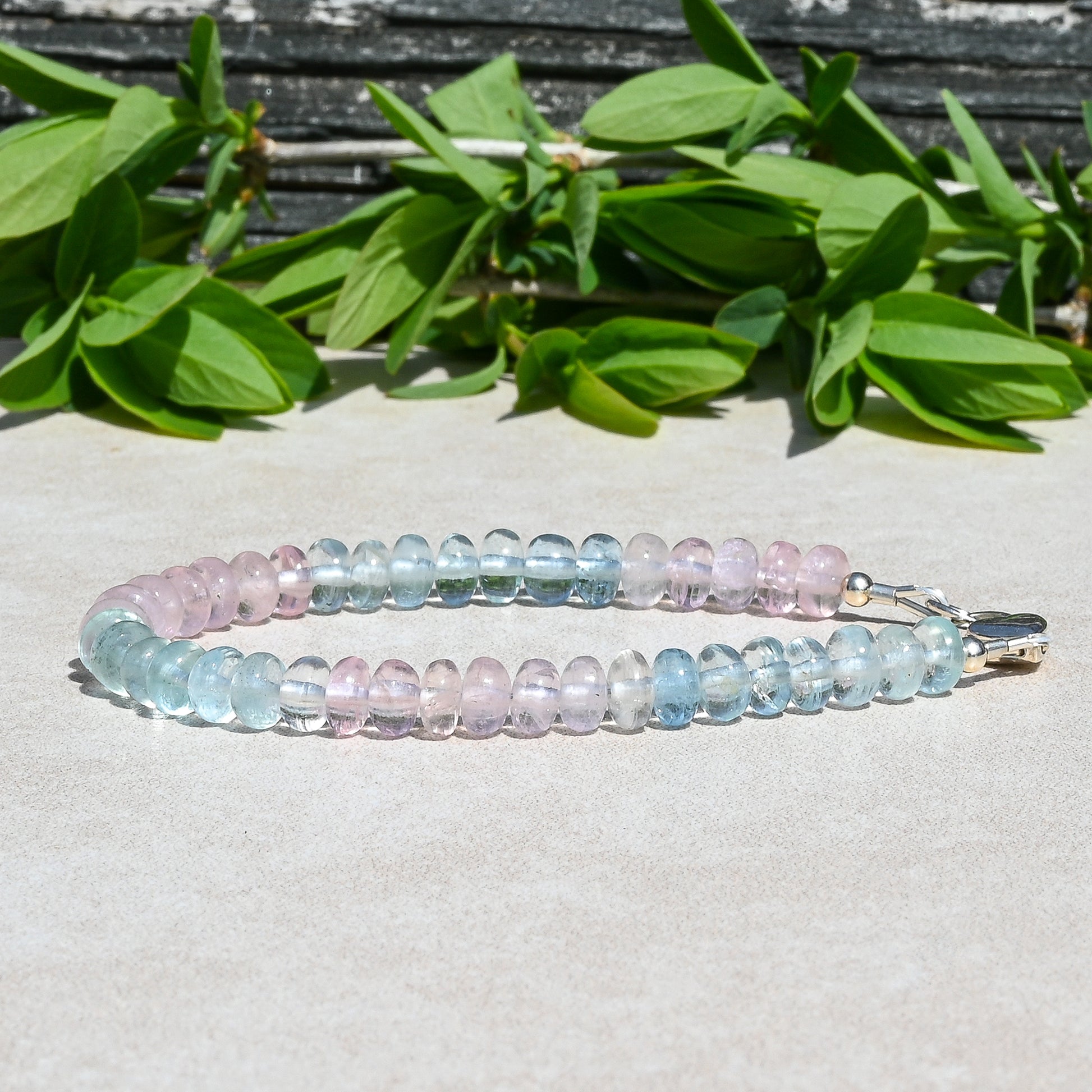Aquamarine &amp; Morganite Beaded Bracelet