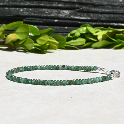 Emerald Smooth Beaded Gemstone Bracelet | May Birthstone