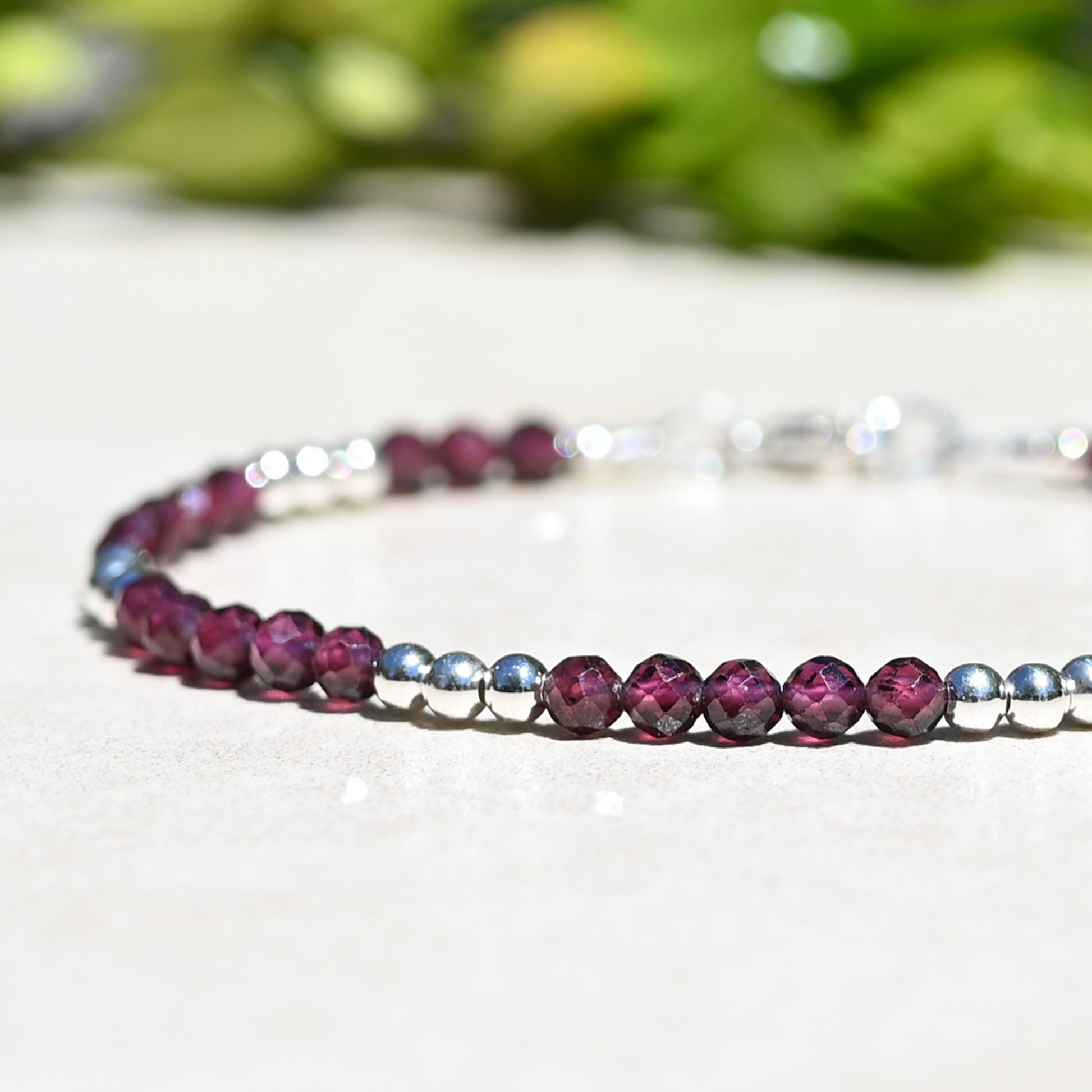 Natural Purple Garnet Beaded Bracelet