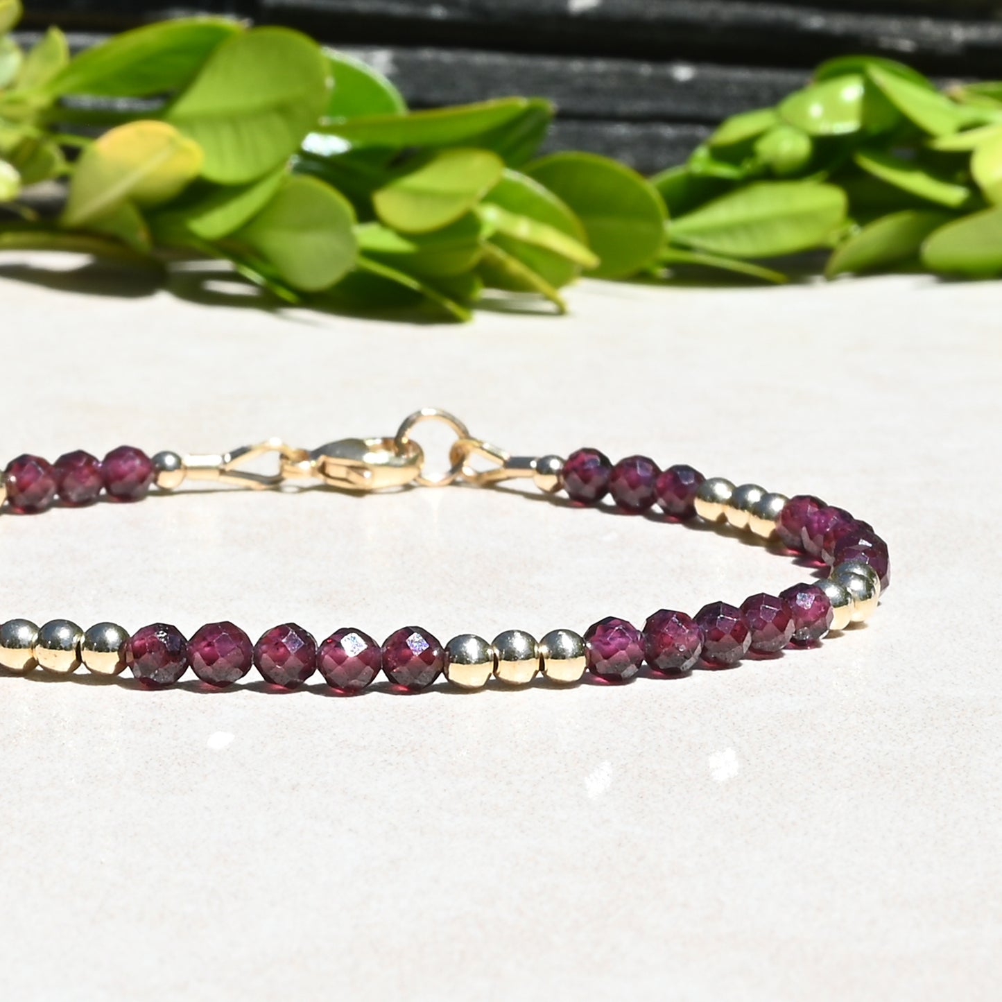 Natural Purple Garnet Beaded Bracelet