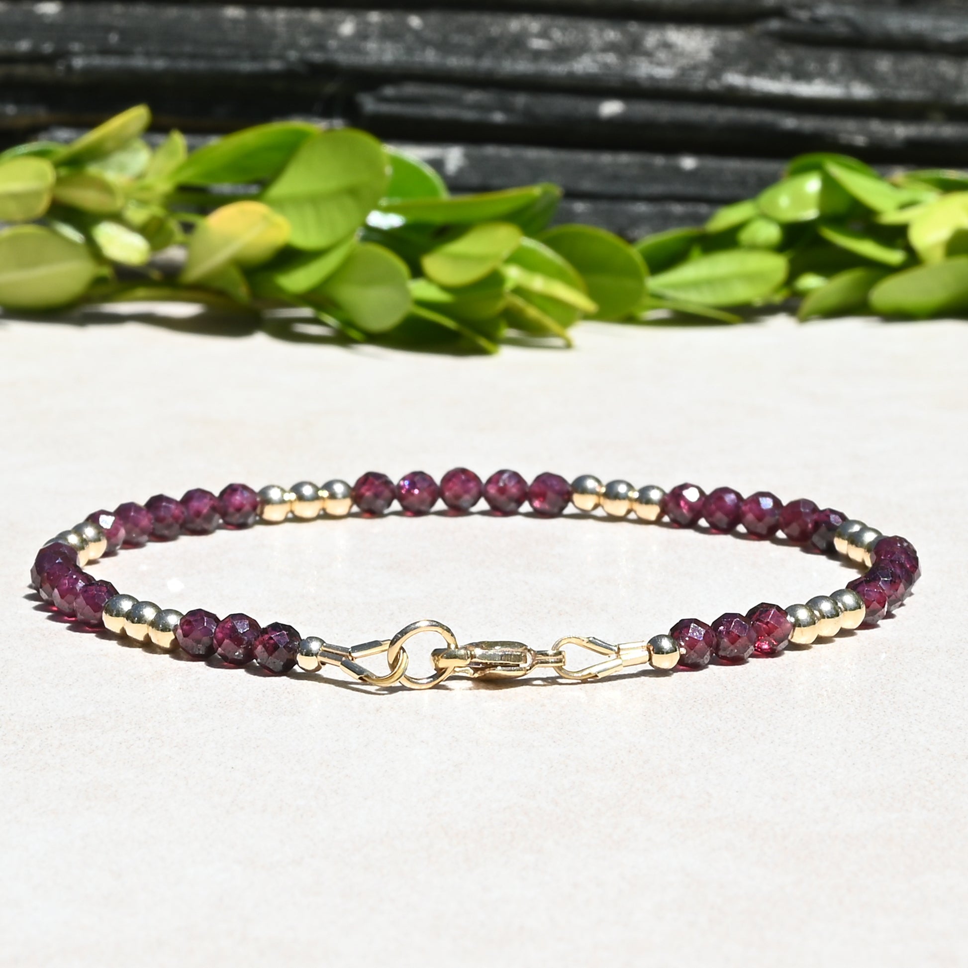 Natural Purple Garnet Beaded Bracelet
