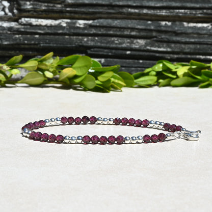 Natural Purple Garnet Beaded Bracelet