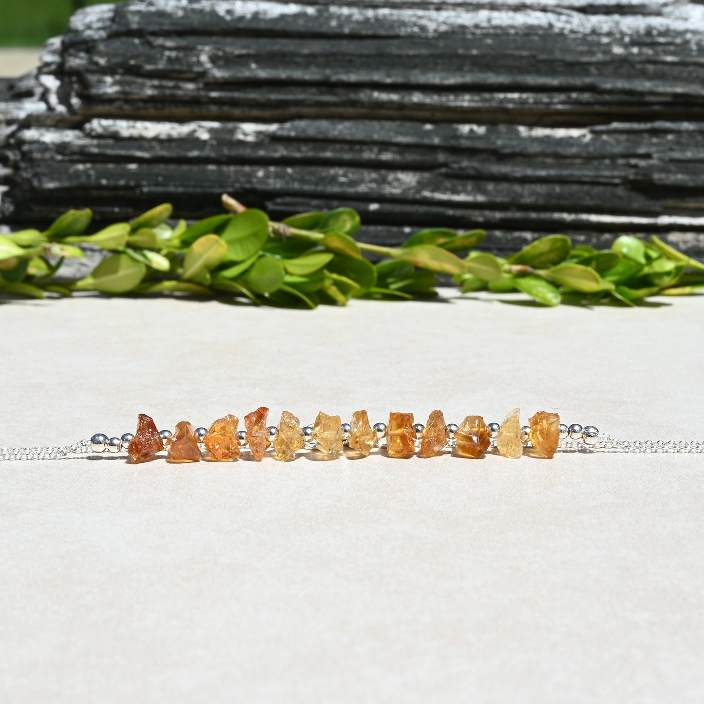 Raw Citrine & Sterling Silver Necklace OOAK