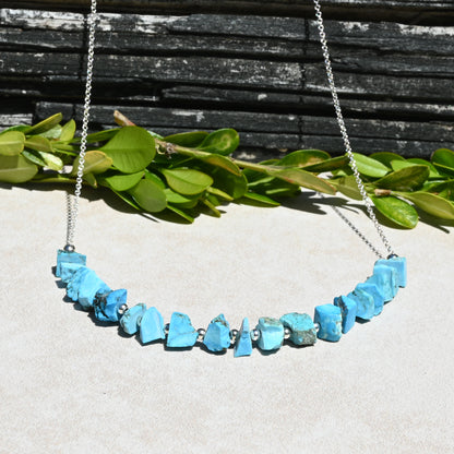 Raw Turquoise & Sterling Silver Necklace OOAK