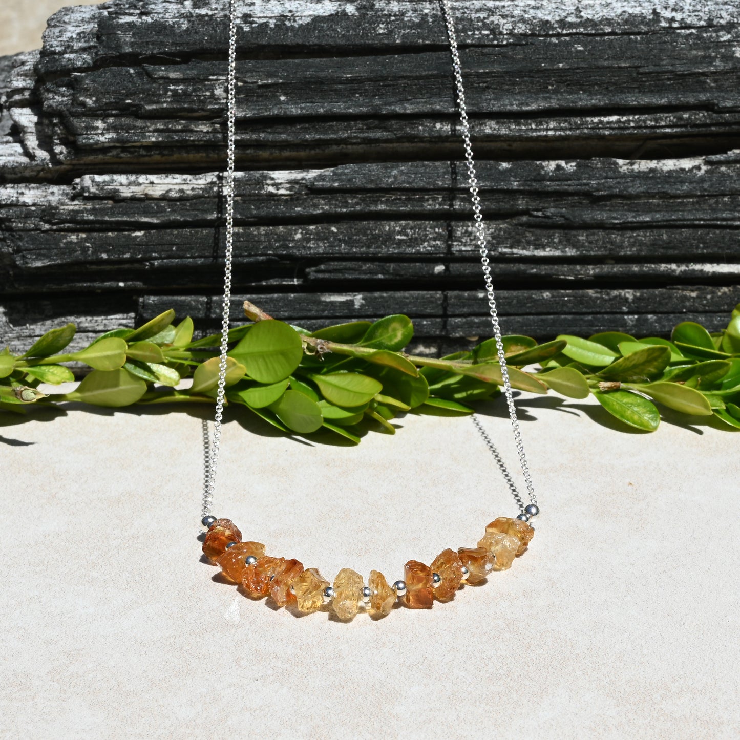 Raw Citrine & Sterling Silver Necklace OOAK