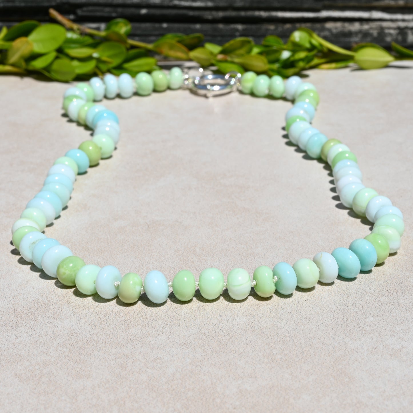 Blue and Green Opal Hand Knotted Necklace