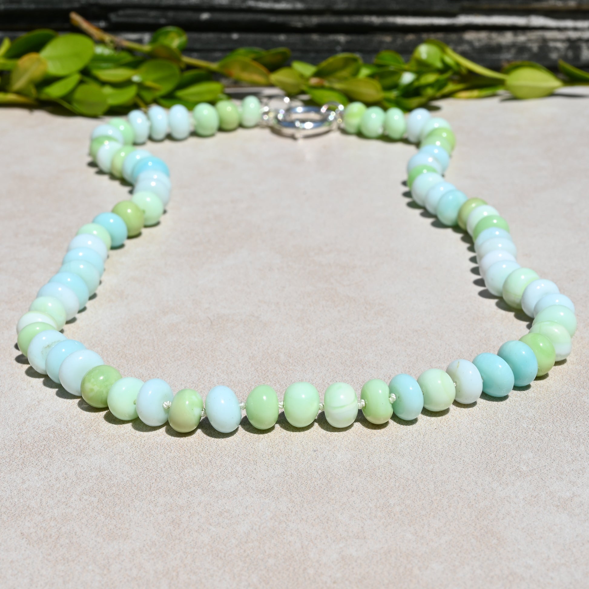 Blue and Green Opal Hand Knotted Necklace