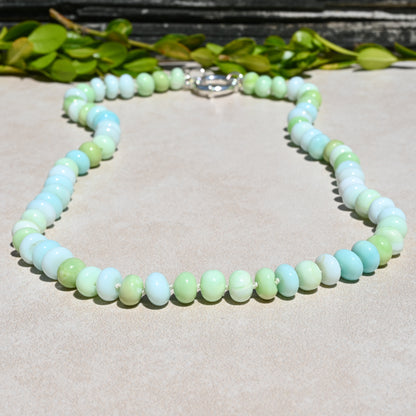 Blue and Green Opal Hand Knotted Necklace