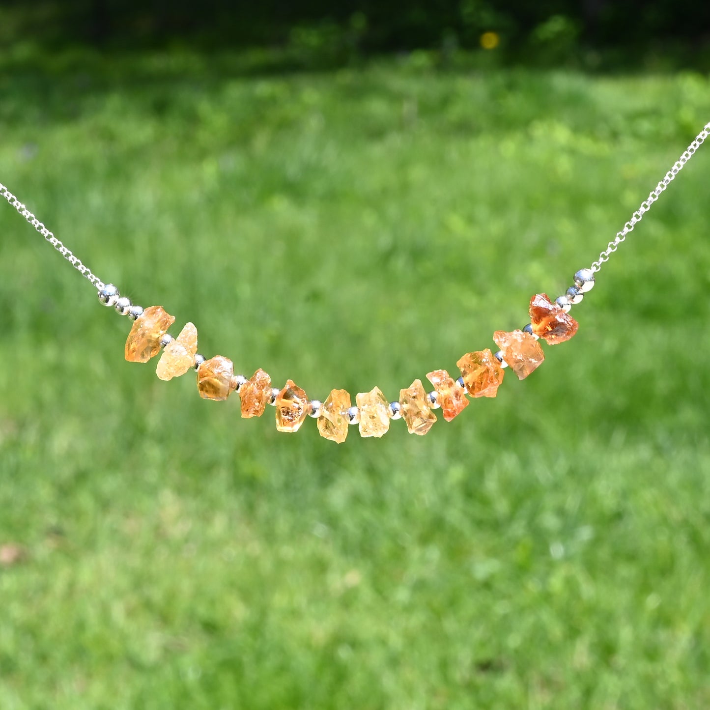 Raw Citrine & Sterling Silver Necklace OOAK
