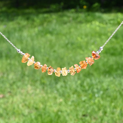 Raw Citrine & Sterling Silver Necklace OOAK