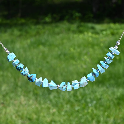 Raw Turquoise & Sterling Silver Necklace OOAK