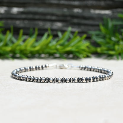 Navajo Style Pearl Sterling Silver Saucer Bracelet