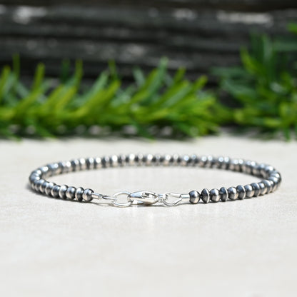 Navajo Style Pearl Sterling Silver Saucer Bracelet