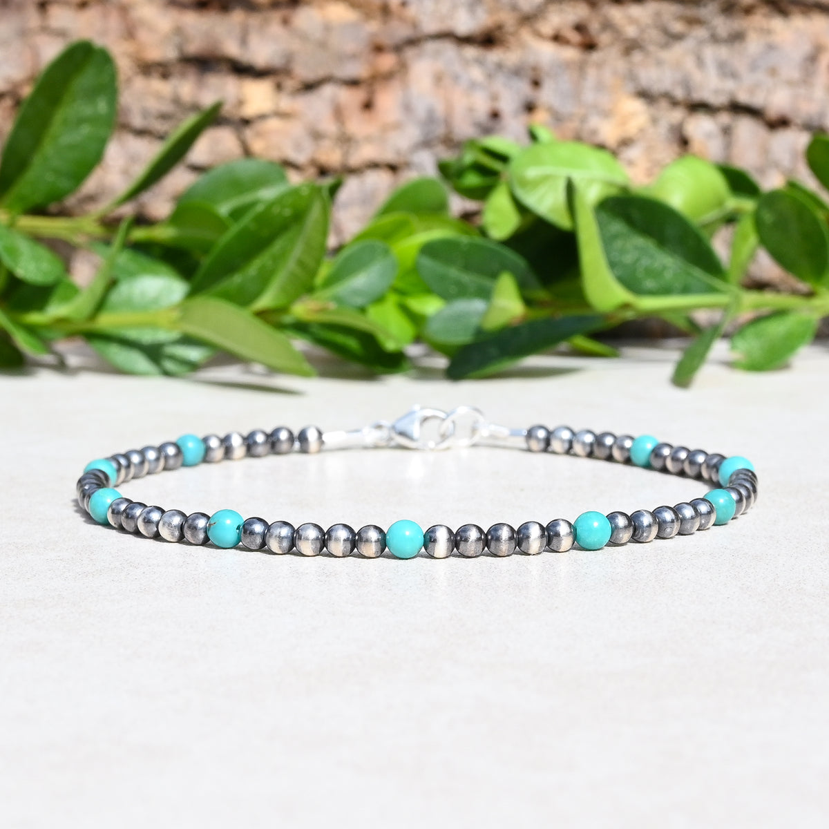 Navajo Style Pearl and Turquoise Sterling Bracelet