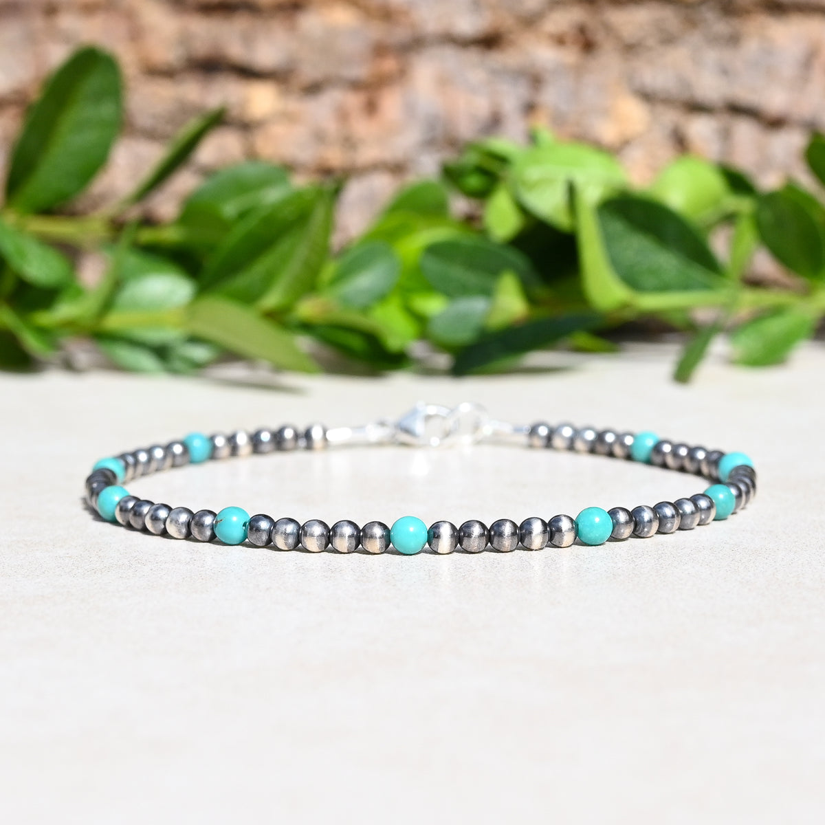 Navajo Style Pearl and Turquoise Sterling Bracelet