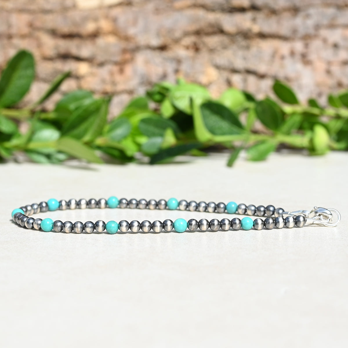 Navajo Style Pearl and Turquoise Sterling Bracelet