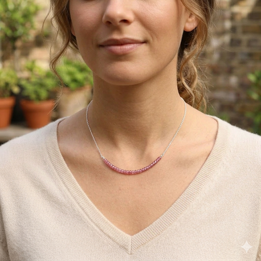 Pink Tourmaline & Sterling Silver Necklace